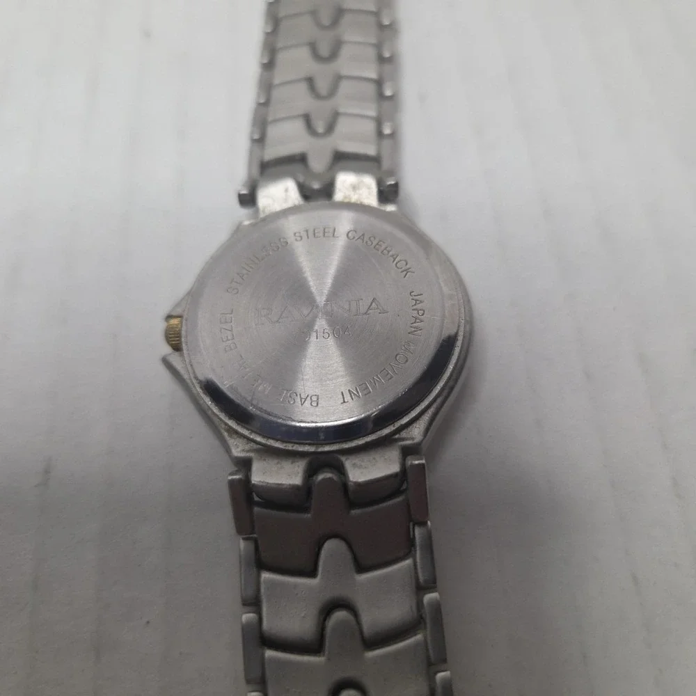Ravina Men's Fashion Quartz Watch Round Silver Tone Gold Indices Matte Band READ